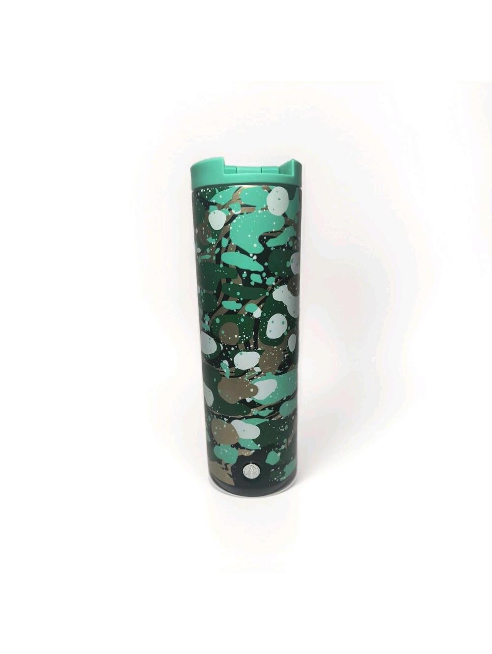 Starbucks 2022 Green and Gold Abstract 16oz Stainless Steel Tumbler Travel Mug